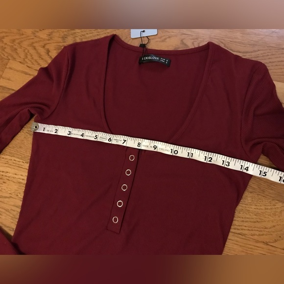 Long sleeve Rib Henley top marron size S - Picture 6 of 9